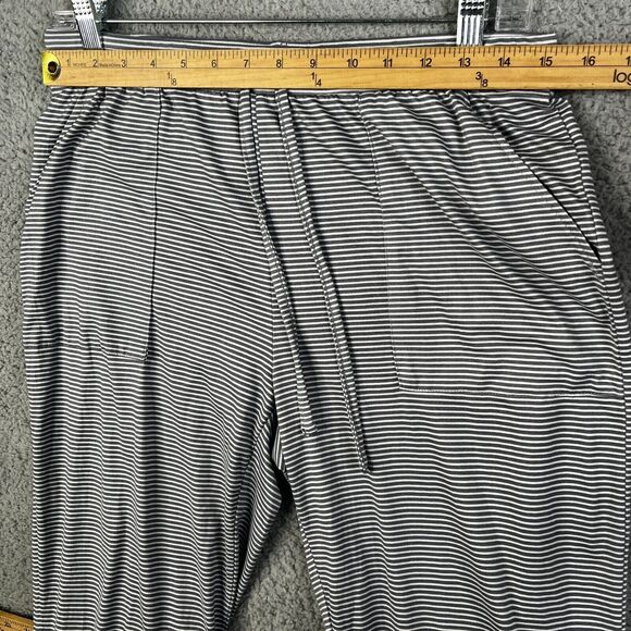 Tahari Sleepwear Pajama Pants Womens Medium Gray White Stripe Drawstring - Picture 8 of 12